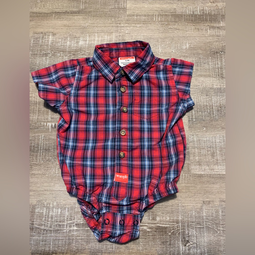 Wrangler Western Baby Bodysuit in Red Plaid Size 12 Months